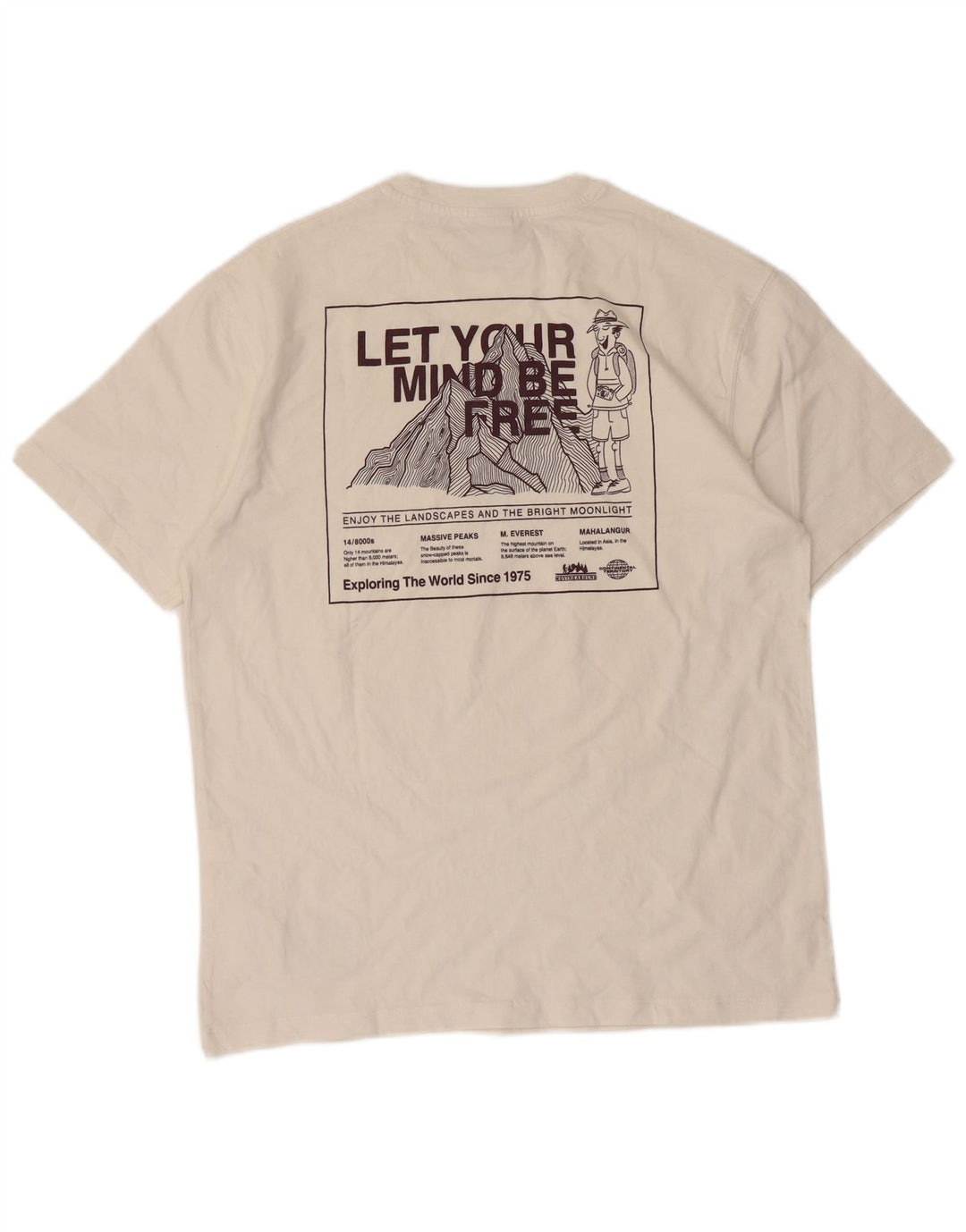 Zara Herren-T-Shirt mit Grafik, Größe S, weiße Baumwolle