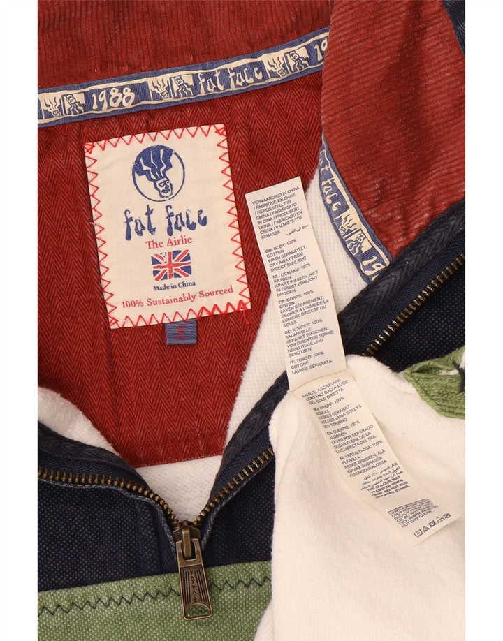 Fat Face Herren-Sweatshirt mit Reißverschluss am Hals, klein, mehrfarbig, Farbblock