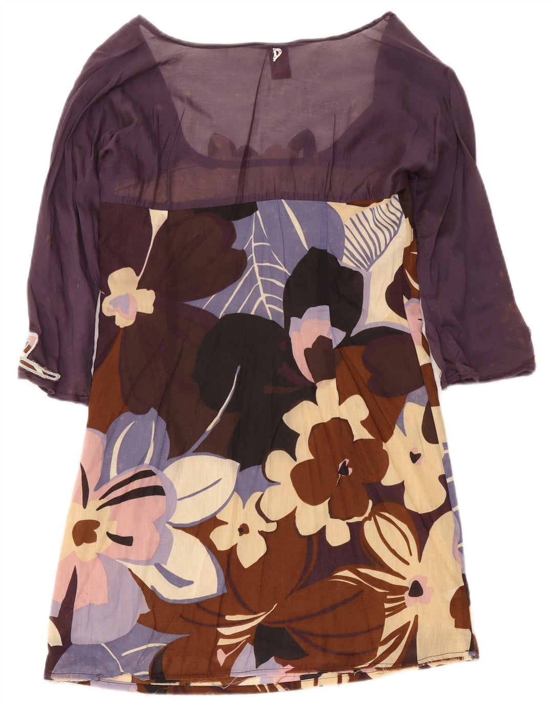 Dondup Damen-Etuikleid mit 3/4-Ärmeln, Größe 44, mittelgroß, mehrfarbig, mit Blumenmuster