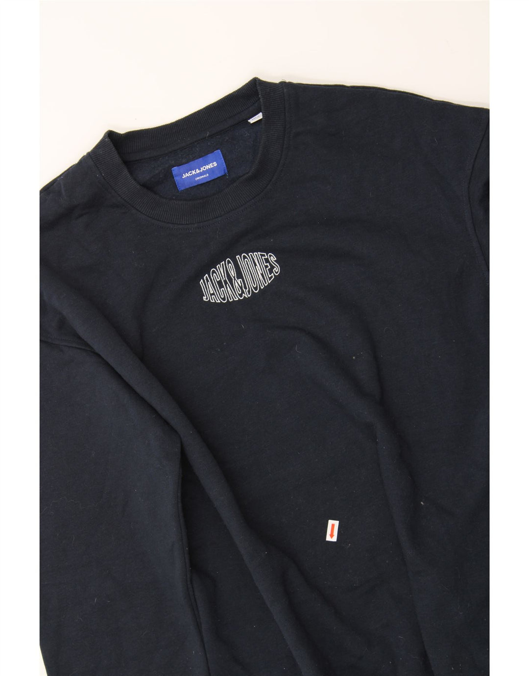 JACK & JONES Mens Graphic Sweatshirt Jumper Medium Navy Blue Cotton Vintage Jack & Jones and Second-Hand Jack & Jones from Messina Hembry 