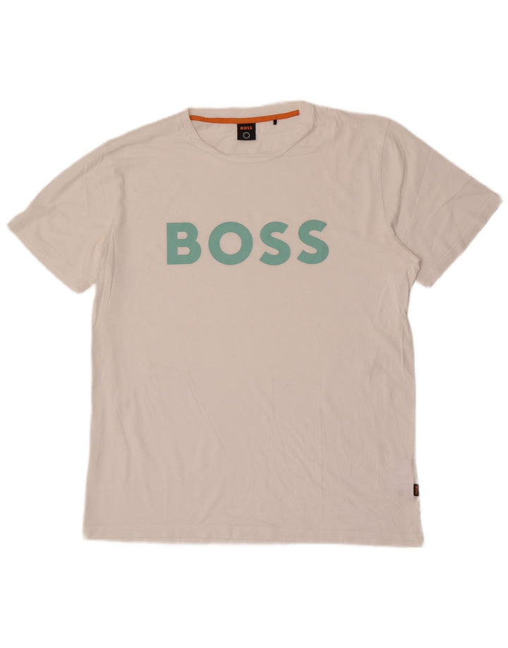 Hugo Boss Herren-T-Shirt mit Grafik, XL, weiße Baumwolle