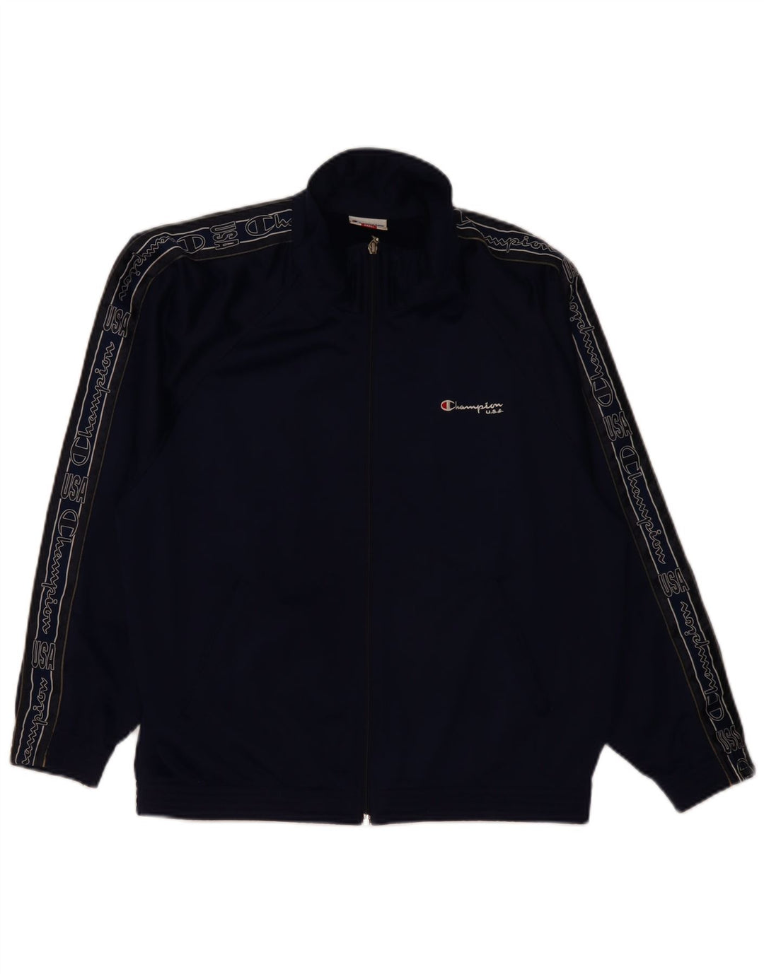 Champion Herren-Trainingsanzugoberteil mit grafischer lockerer Passform, Größe S, Marineblau