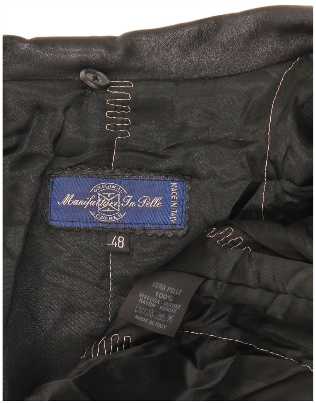 Vintage Damen Übergroßer Ledermantel IT 48 XL Schwarzes Leder