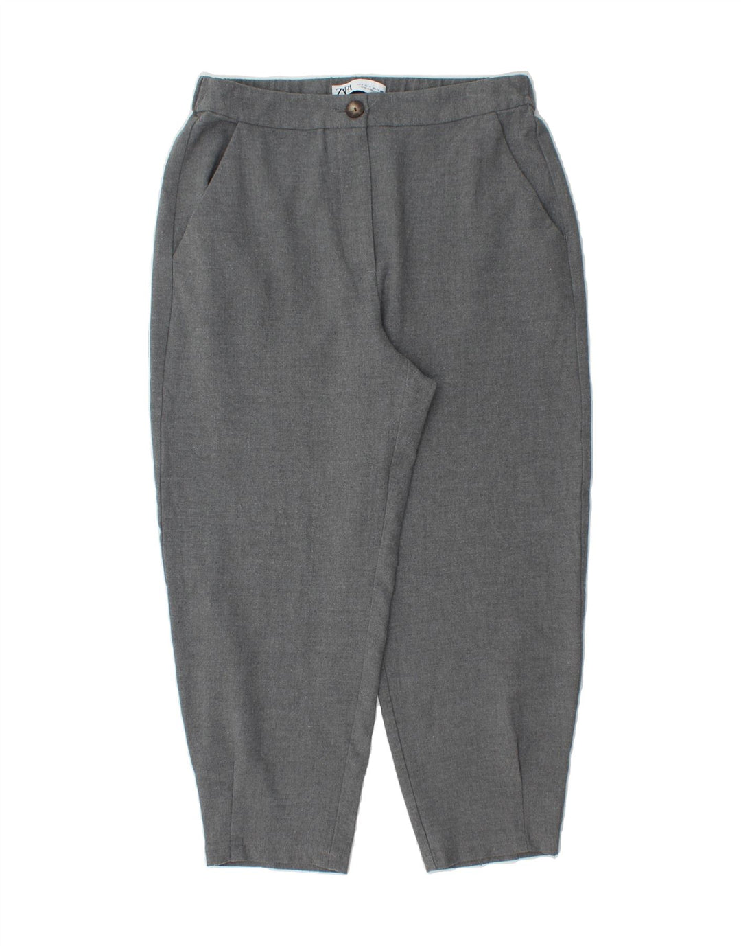 ZARA Womens Straight Capri Trousers Small W26 L22 Grey Polyester Vintage Zara and Second-Hand Zara from Messina Hembry 