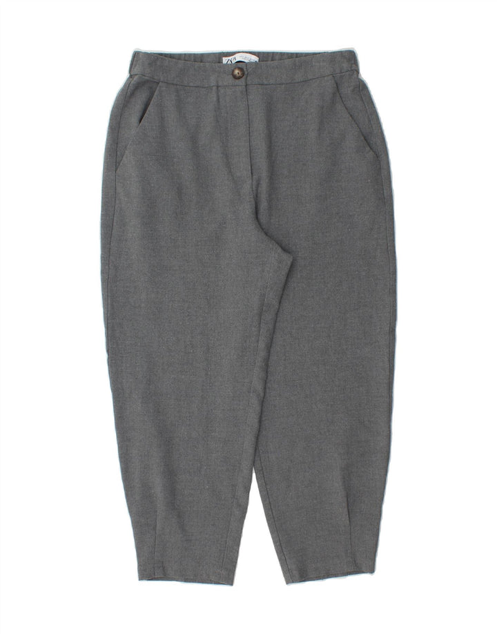 ZARA Womens Straight Capri Trousers Small W26 L22 Grey Polyester Vintage Zara and Second-Hand Zara from Messina Hembry 