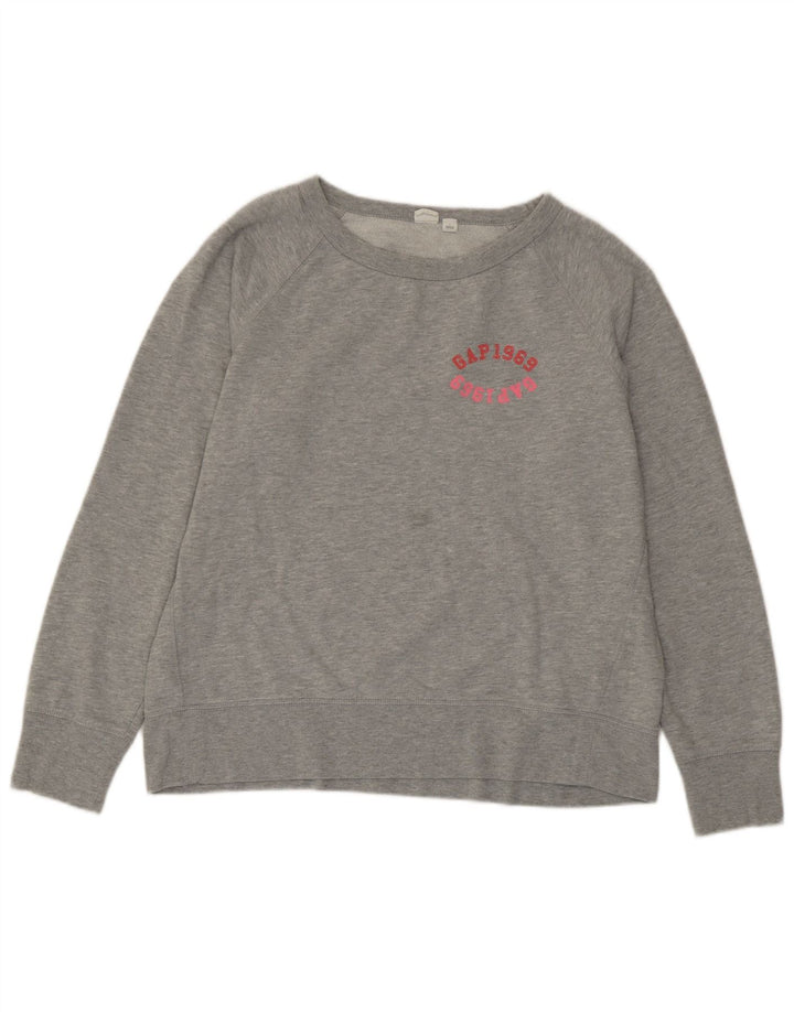 Gap Grafik-Sweatshirtpullover für Damen, UK 16, Größe L, grau meliert, Baumwolle