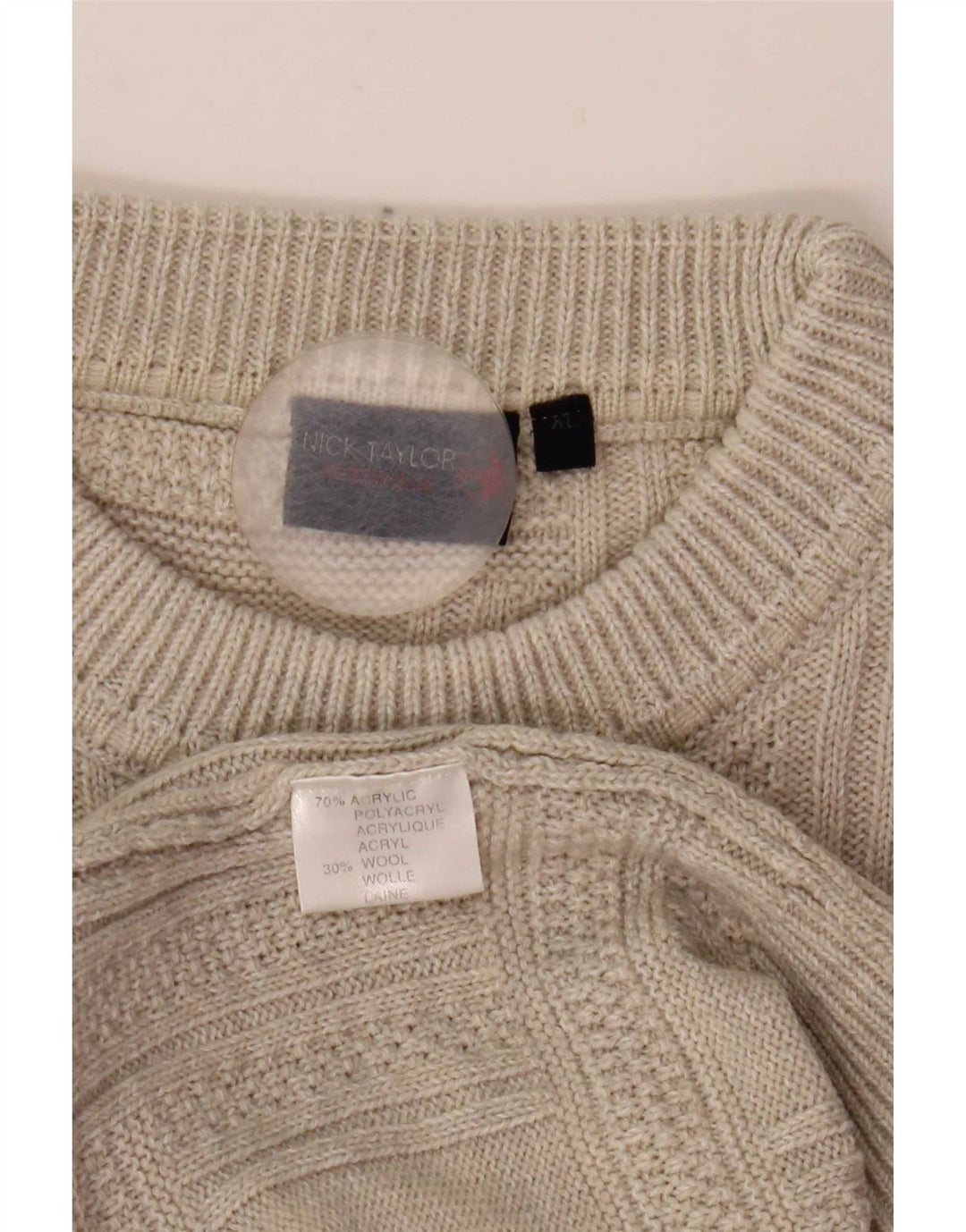 Nick Taylor Herren-Pullover mit Rundhalsausschnitt, XL, graues Acryl