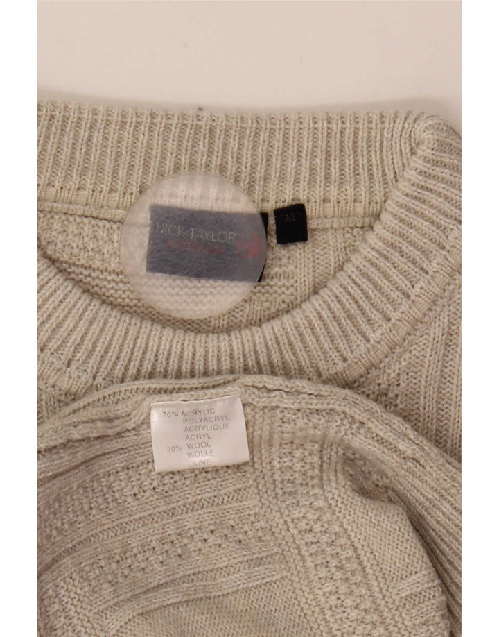 Nick Taylor Herren-Pullover mit Rundhalsausschnitt, XL, graues Acryl