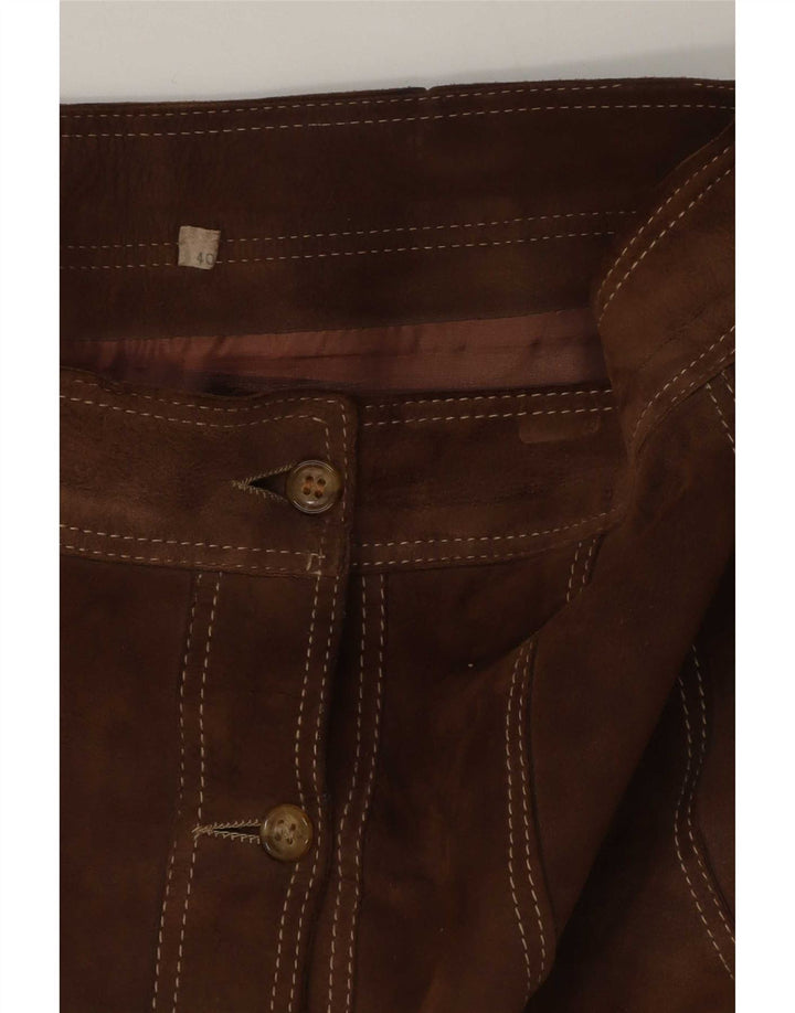 Vintage Damen Wildlederrock EU 40 Medium W30 Braunes Leder