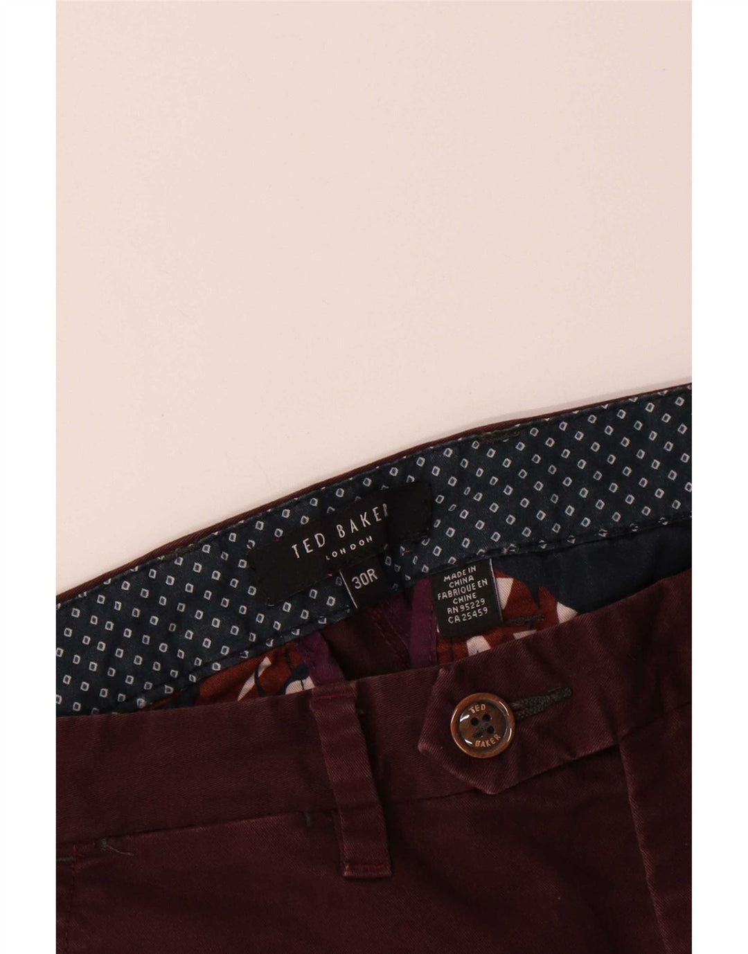 Ted Baker Slim-Anzughose für Herren, W30, L31, braune Baumwolle