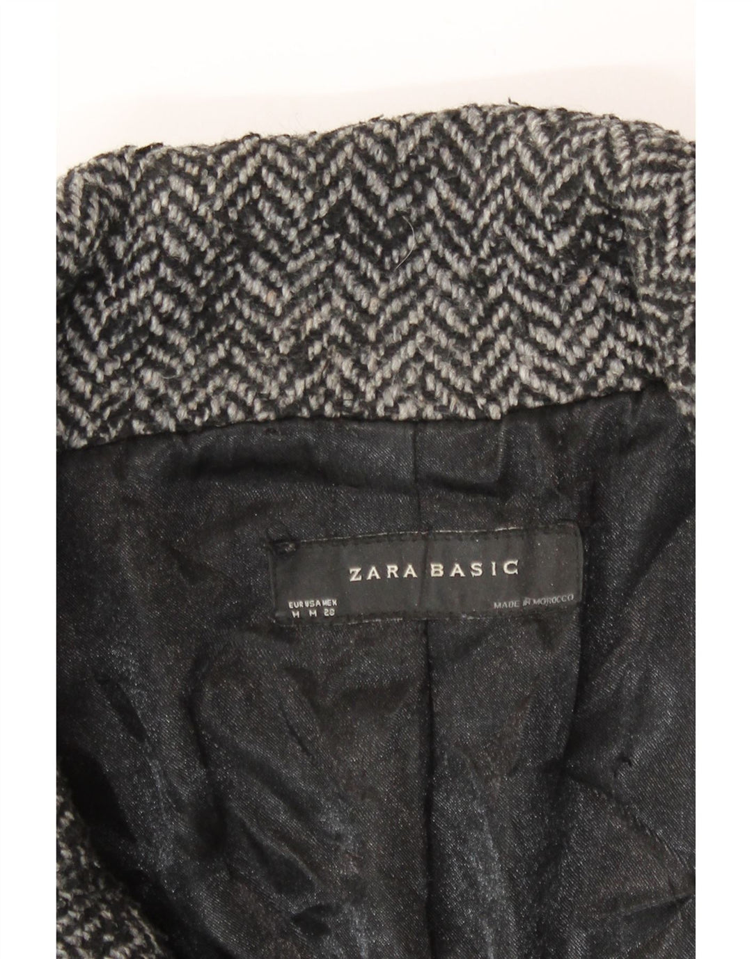 Zara Damen Mantel UK 14 Mittelgrauer Fischgrätenmuster