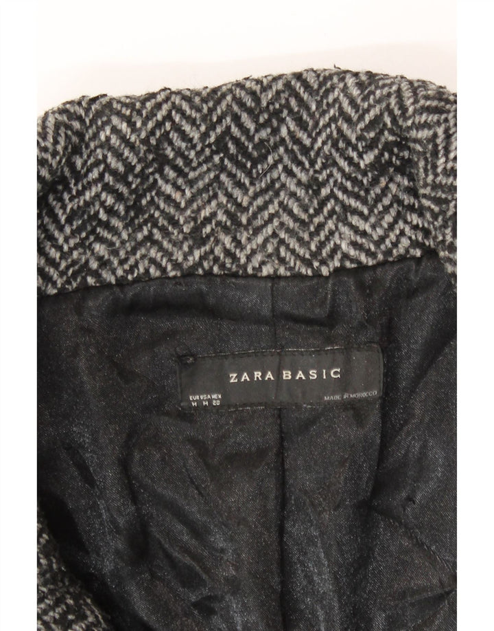 Zara Damen Mantel UK 14 Mittelgrauer Fischgrätenmuster