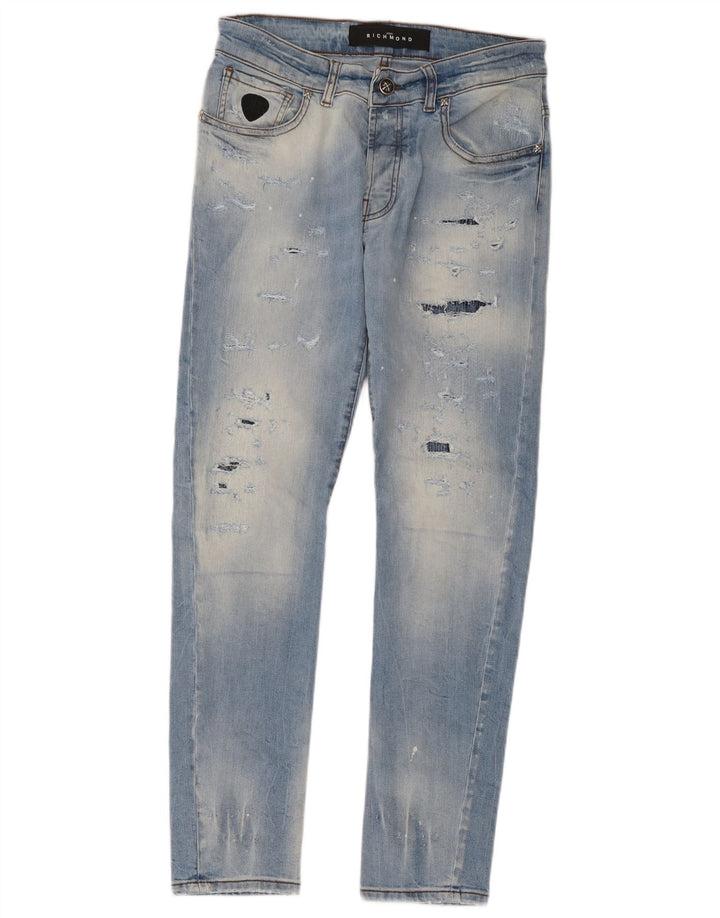 Richmond Herren Distressed Slim Jeans W32 L30 Blau