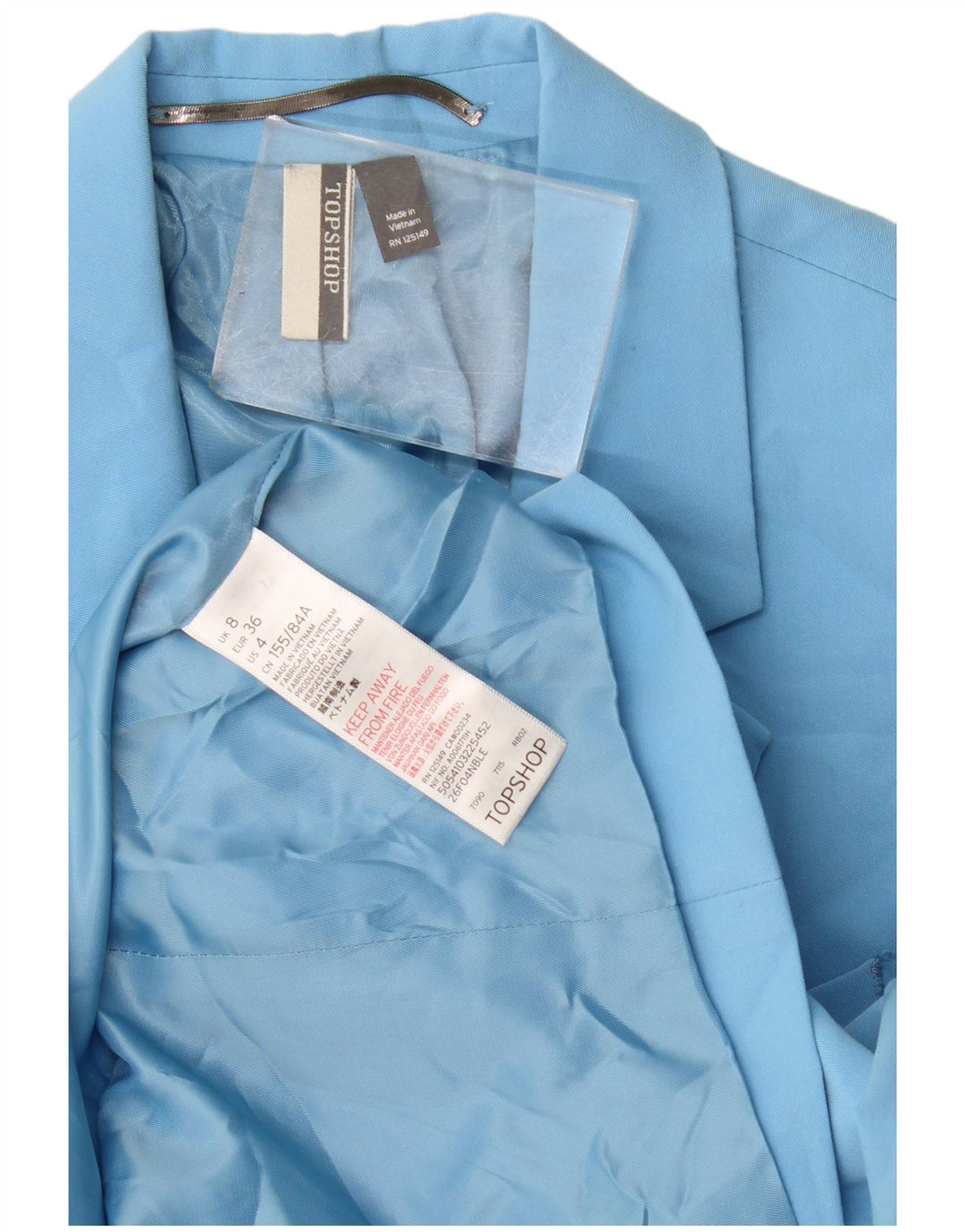 Topshop Damen-Zweireiher-Blazer, Größe S, Größe S, Blau, Polyester