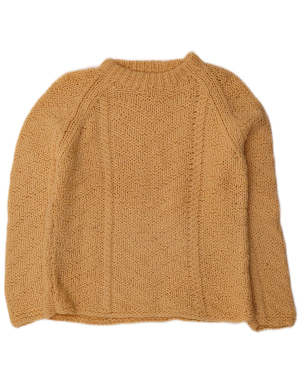 Vintage Damen Pullover mit Rundhalsausschnitt IT 42/44 Mittelbeige Wolle