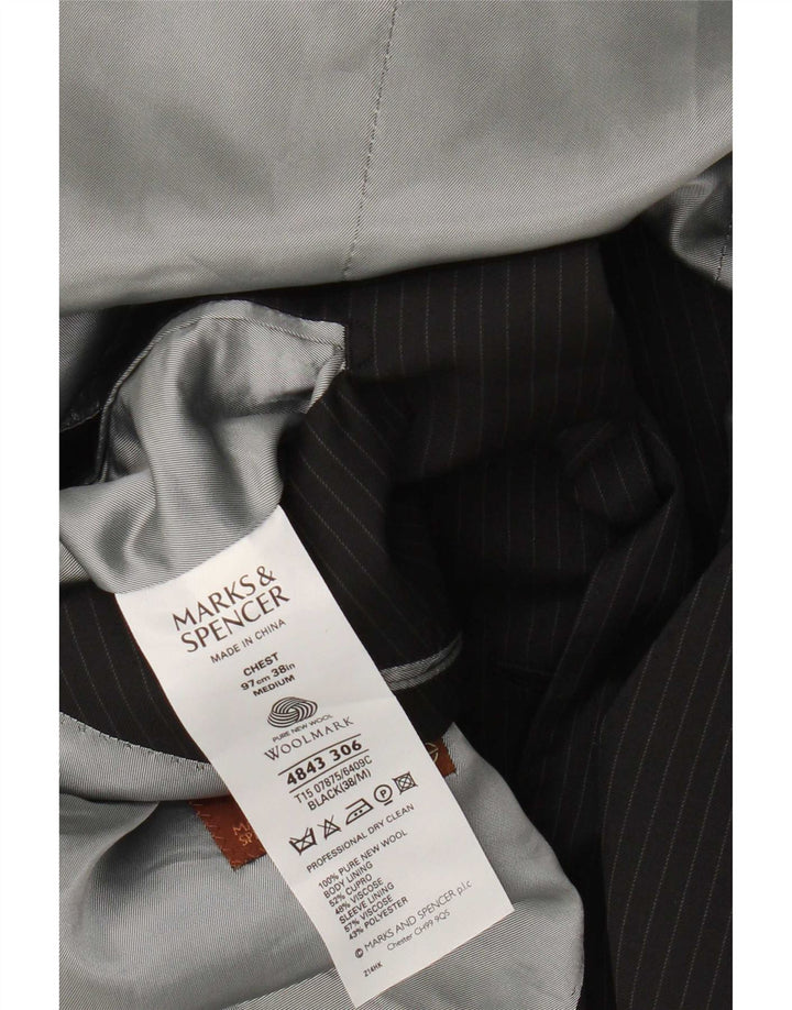 Marks & Spencer Herren-Blazer mit 2 Knöpfen, Gr. 38, Mittelschwarz, Nadelstreifen
