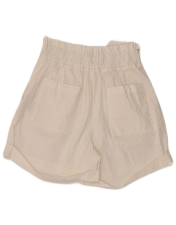 Zara Damen-Shorts mit hoher Taille, mittelgroß, W28, weiße Baumwolle