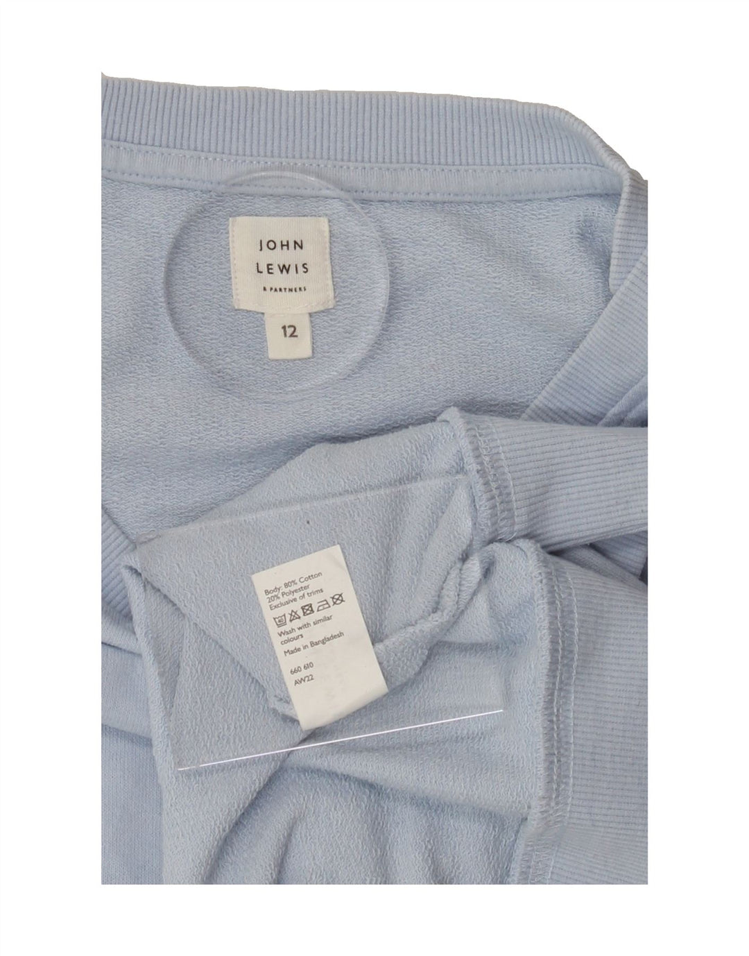 JOHN LEWIS Womens Sweatshirt Jumper UK 12 Medium Blue Cotton Vintage John Lewis and Second-Hand John Lewis from Messina Hembry 