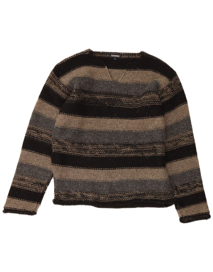 Carrera Herren-Pullover mit V-Ausschnitt, groß, mehrfarbig, gestreift, Acryl