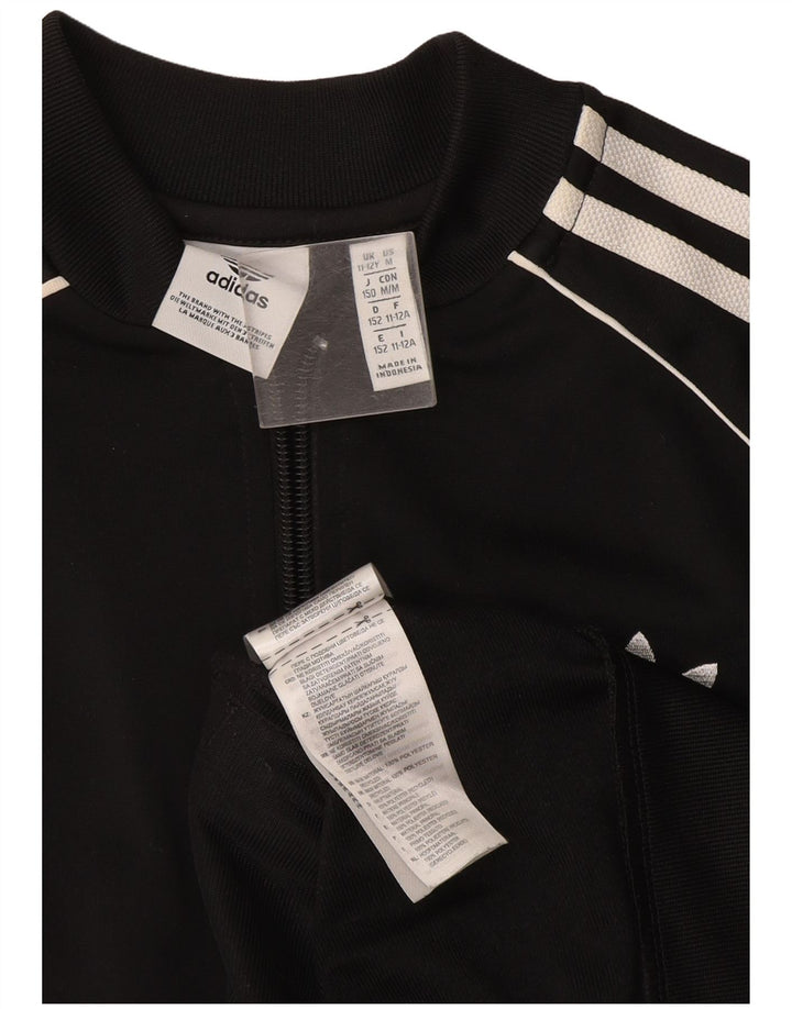 Adidas Mädchen-Trainingsanzug-Top-Jacke, 11–12 Jahre, schwarzes Polyester