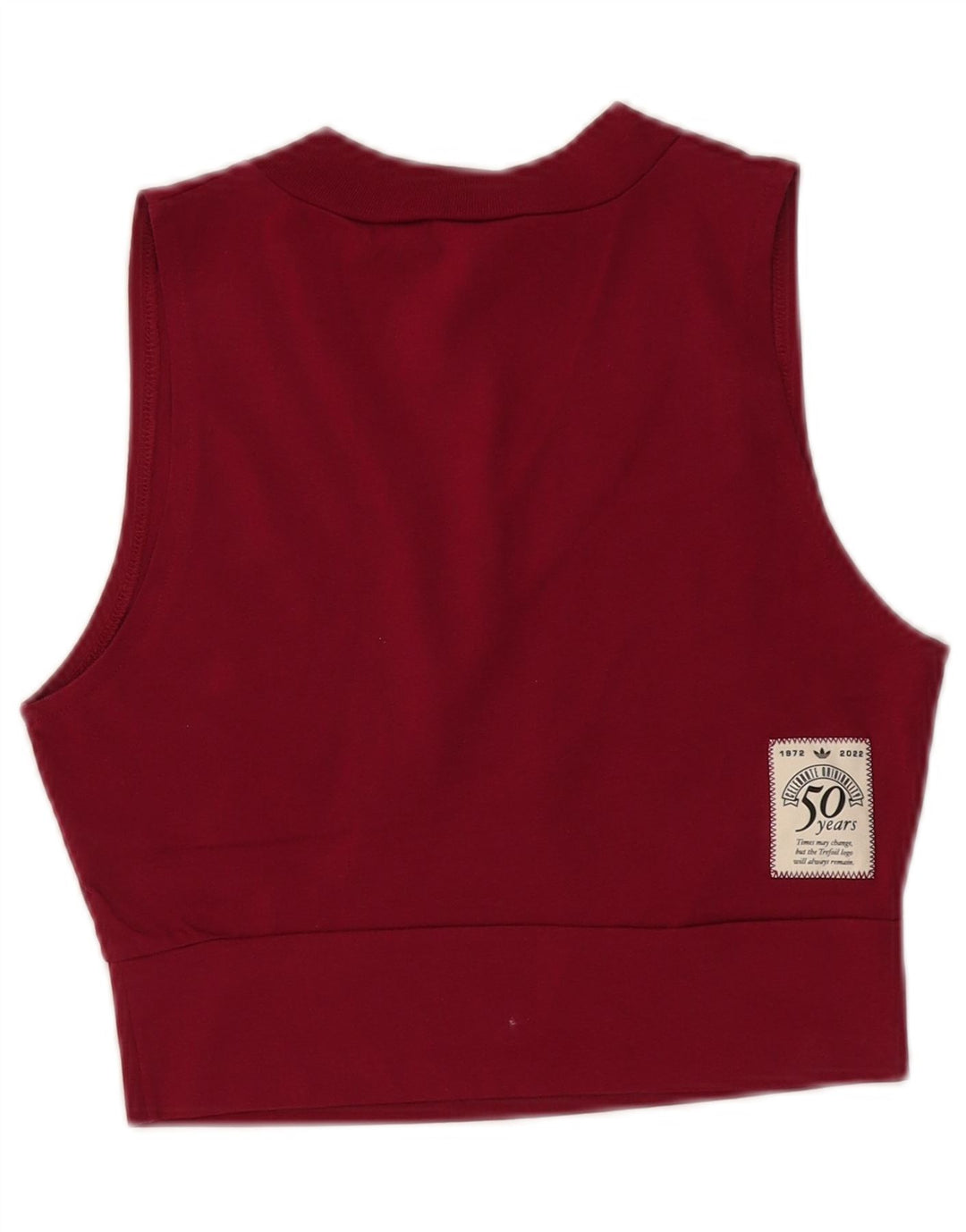 ADIDAS Damen Crop Graphic Vest Top UK 10 Small Burgund Baumwolle