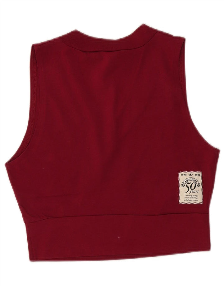 ADIDAS Damen Crop Graphic Vest Top UK 10 Small Burgund Baumwolle