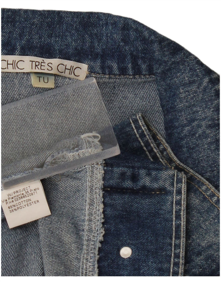 VINTAGE Damen Übergroße Jeansjacke UK 10 Kleine blaue Baumwolle