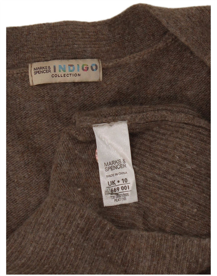 Marks & Spencer Damen Longline-Cardigan-Pullover UK 10 Small Braune Viskose