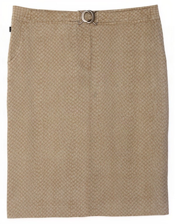 Roberto Cavalli Damen Jeansrock UK 18 XL W34 Beige Baumwolle mit Animal-Print