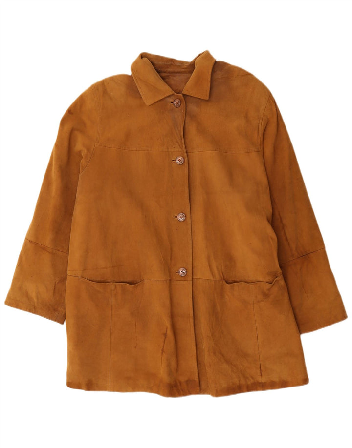 Vintage Damen Übergroßer Ledermantel UK 20 2XL Braunes Leder
