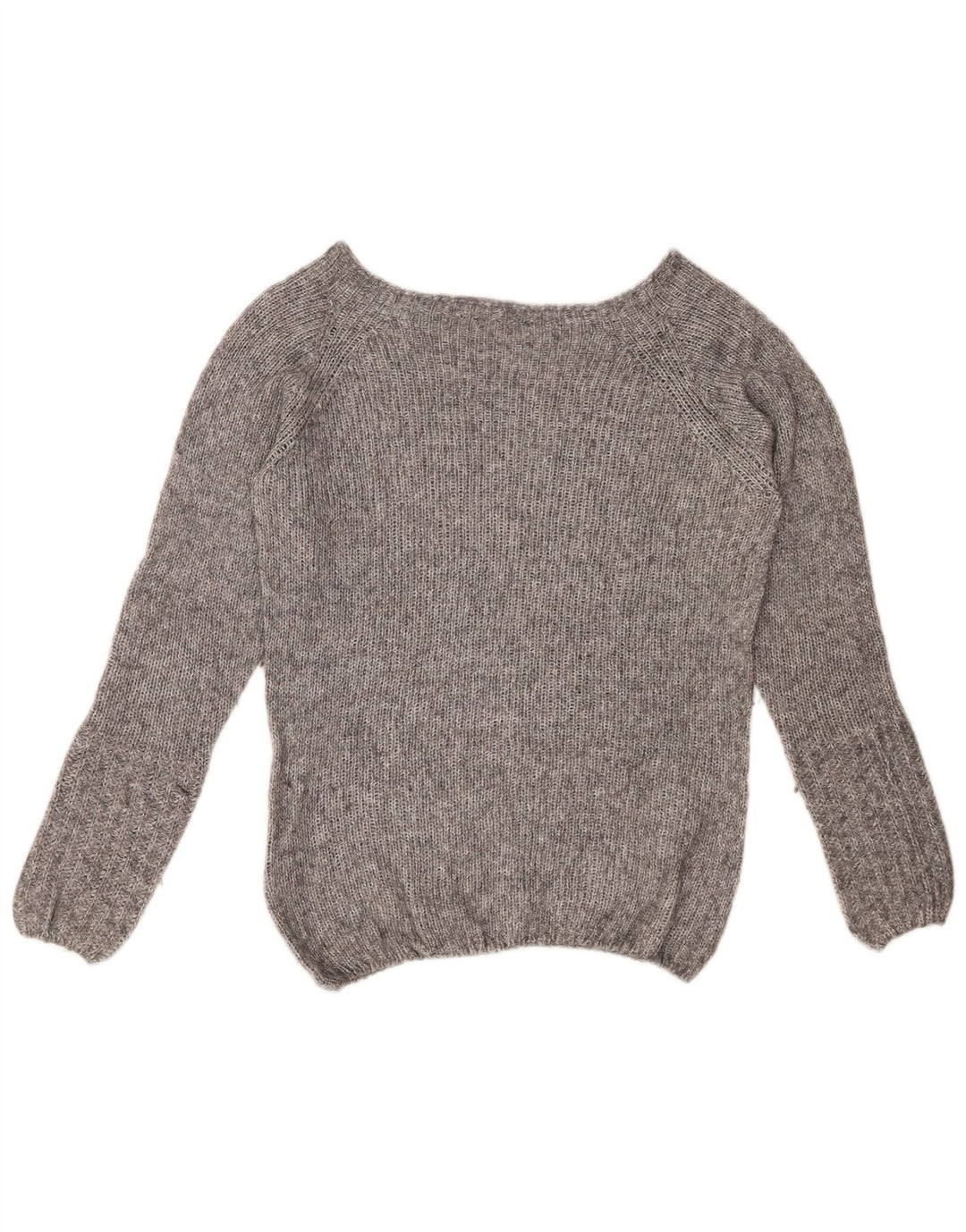 FRED PERRY Damen-Pullover mit U-Boot-Ausschnitt, UK 14, Mittelgrau meliert