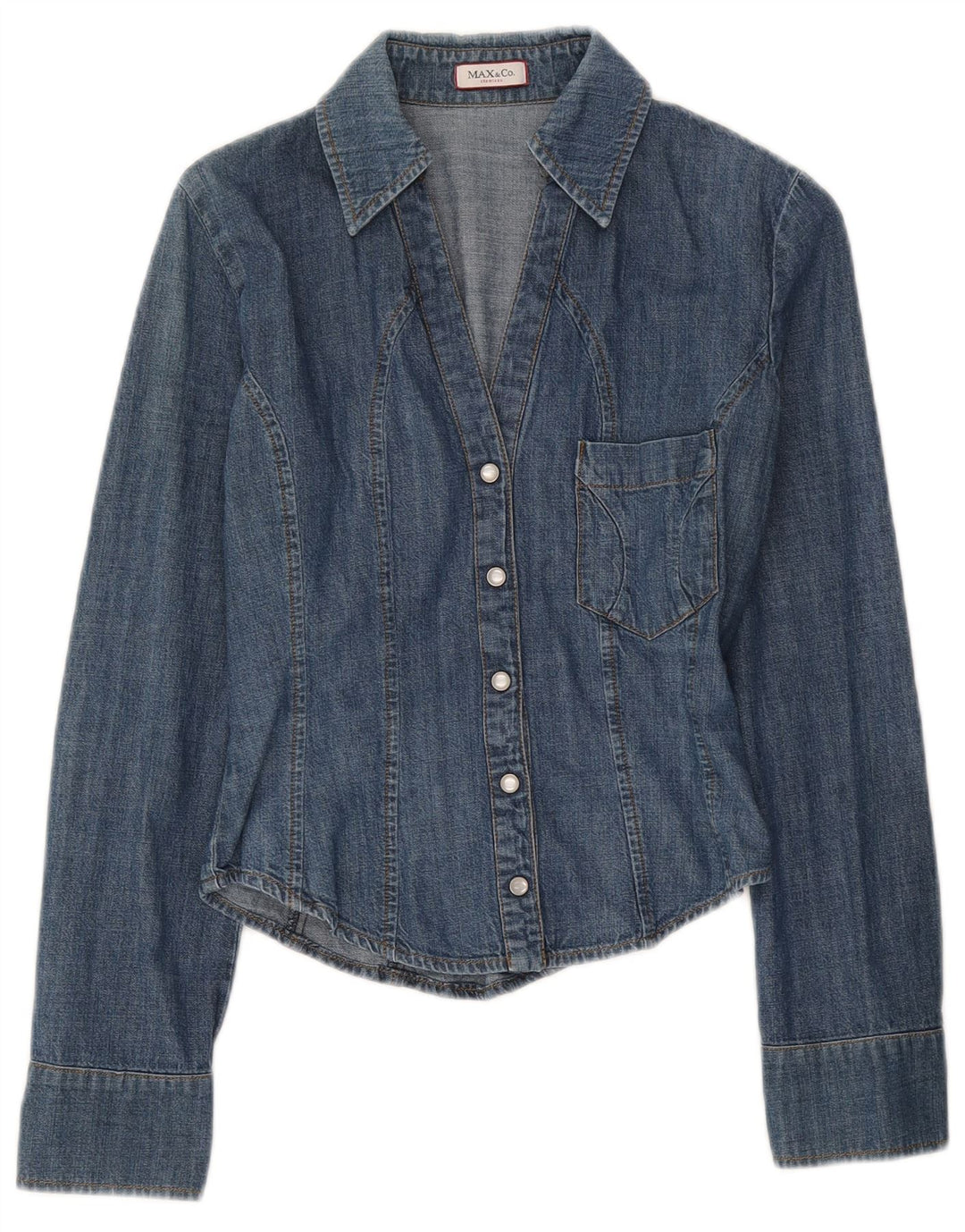 Max & Co. Damen Jeanshemd UK 8 Small Blaue Baumwolle