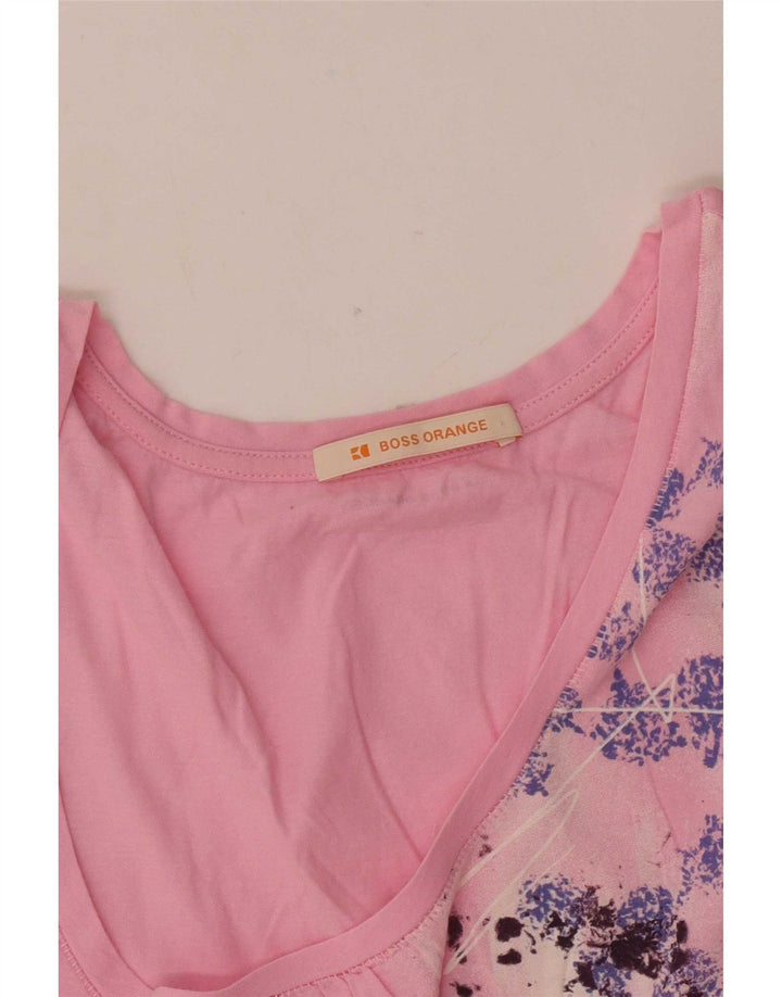 Hugo Boss Damen Weste Top UK 12 Mittelrosa geblümt
