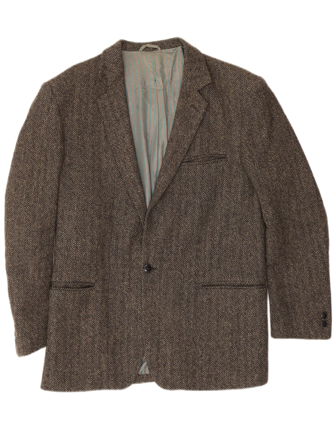 Pierre Laurent Herren-Blazer mit 1 Knopf, IT 46, kleines graues Fischgrätenmuster