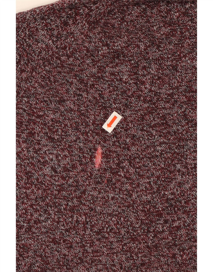 Zara Herren-Pullover mit Rundhalsausschnitt, mittelgroß, burgunderrot gefleckte Baumwolle