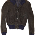 Reda Womens Wildleder Bomberjacke UK 10 Small Schwarzes Colourblock-Leder