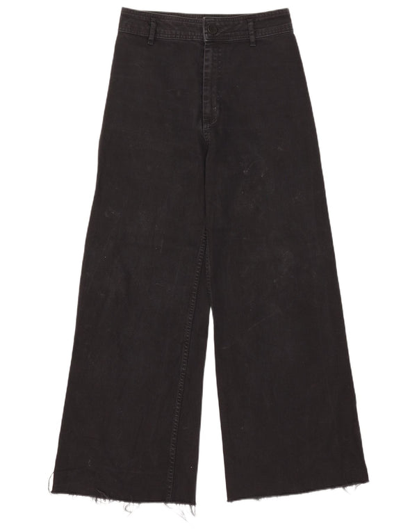 Zara Damen The Marine Wide Leg Jeans EU 38 Small W28 L28 Schwarze Baumwolle