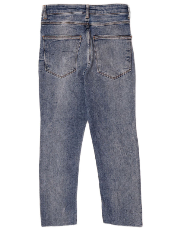 Zara Damen Capri Distressed Slim Jeans EU 36 XS W26 L22 Blau