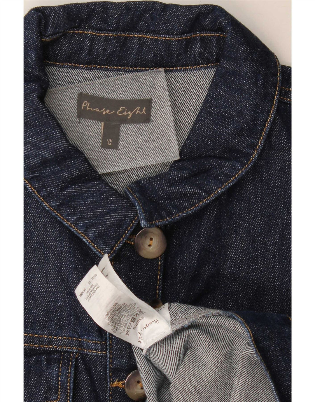 Phase Eight Damen Crop Denim Jacke UK 14 Large Marineblau Baumwolle
