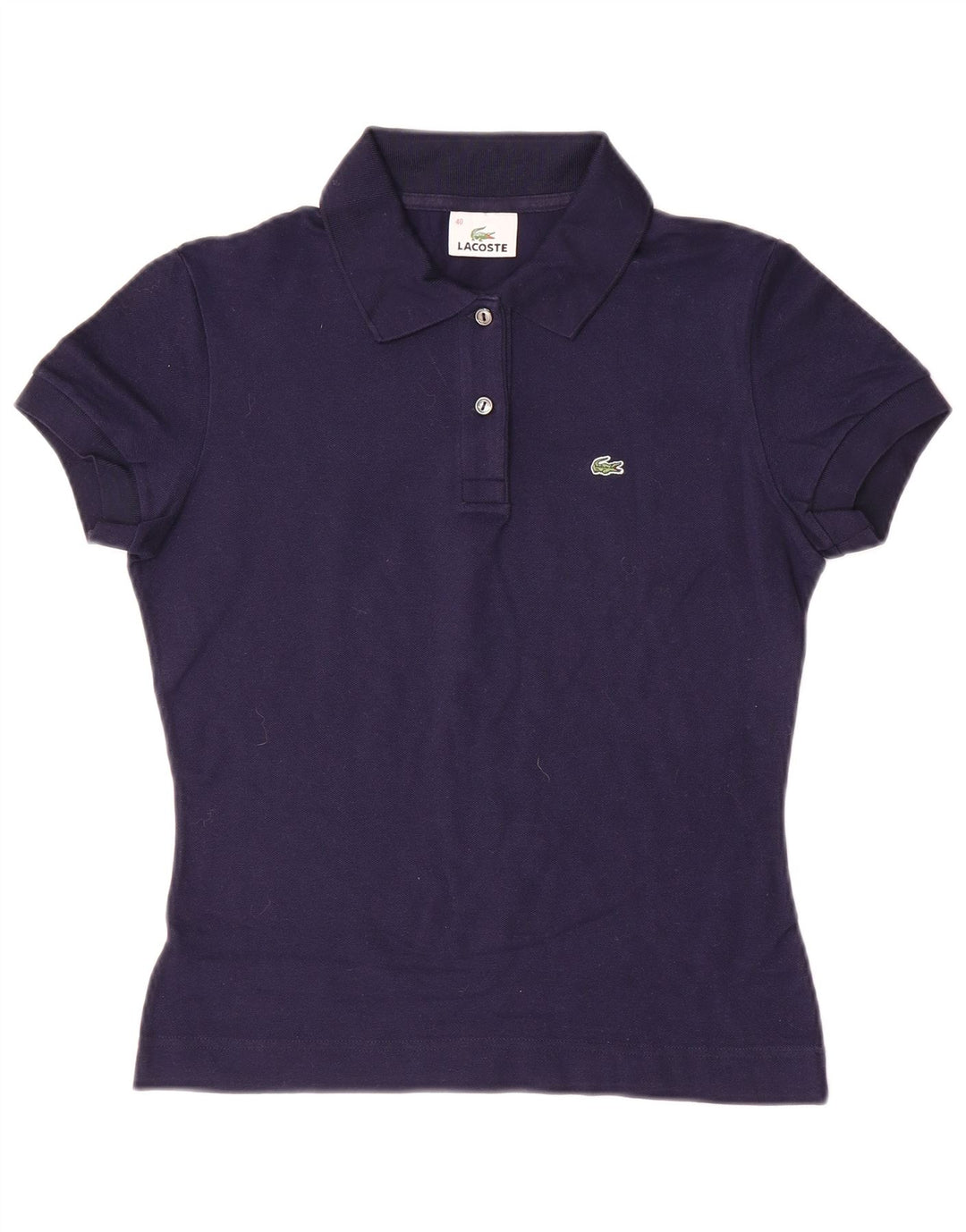 Lacoste Damen-Poloshirt, Größe 40, mittelmarineblaue Baumwolle