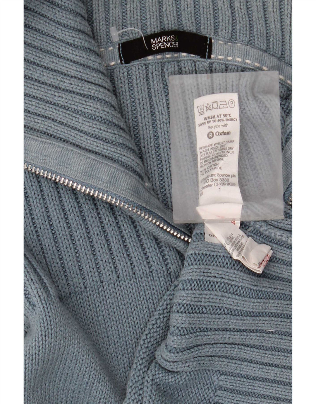 Marks & Spencer Damen-Cardigan-Pullover UK 16 Große blaue Baumwolle