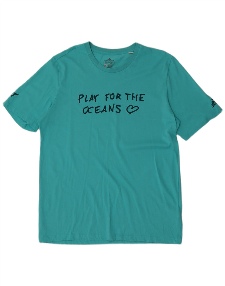 Adidas Herren Grafik T-Shirt Top Large Blau Polyester