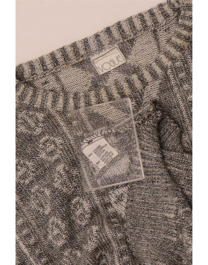 Vogue Herren-Pullover mit Rundhalsausschnitt, mittelgraue geometrische Baumwolle