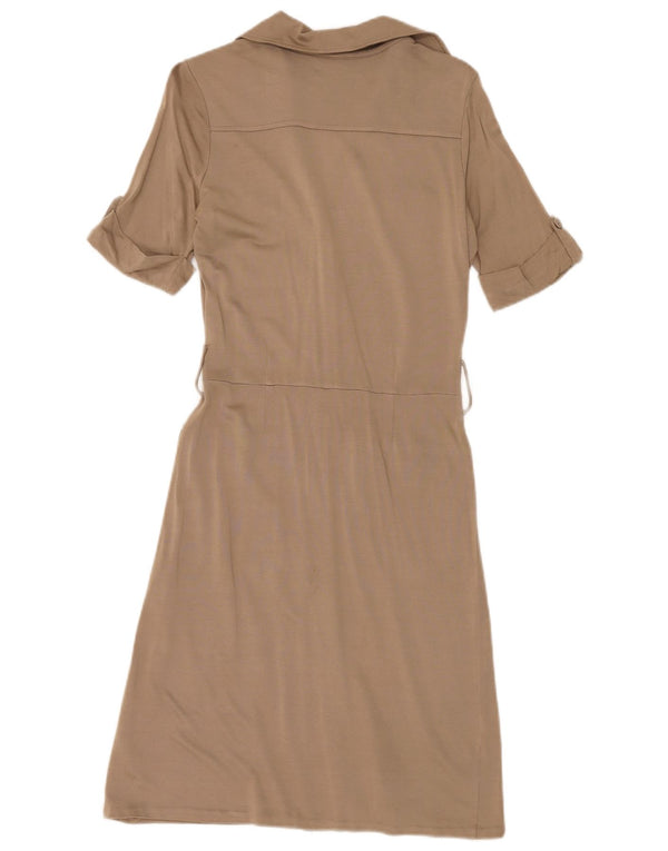 Massimo Dutti Damen Kurzarm-Hemdkleid UK 10 Small Beige