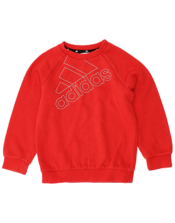 Adidas Jungen Grafik-Sweatshirt-Pullover, 2–3 Jahre, rote Baumwolle