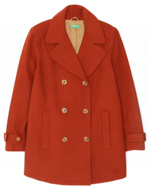 Benetton Damen Pea Coat UK 14 Große braune Wolle