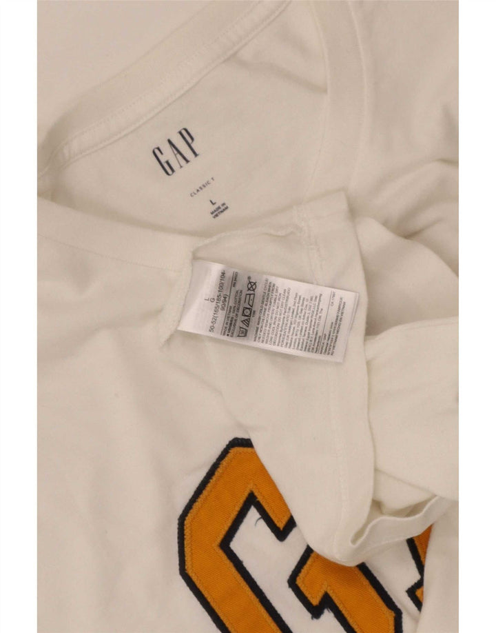 Gap Herren-T-Shirt mit klassischer Grafik, Größe L, aus weißer Baumwolle