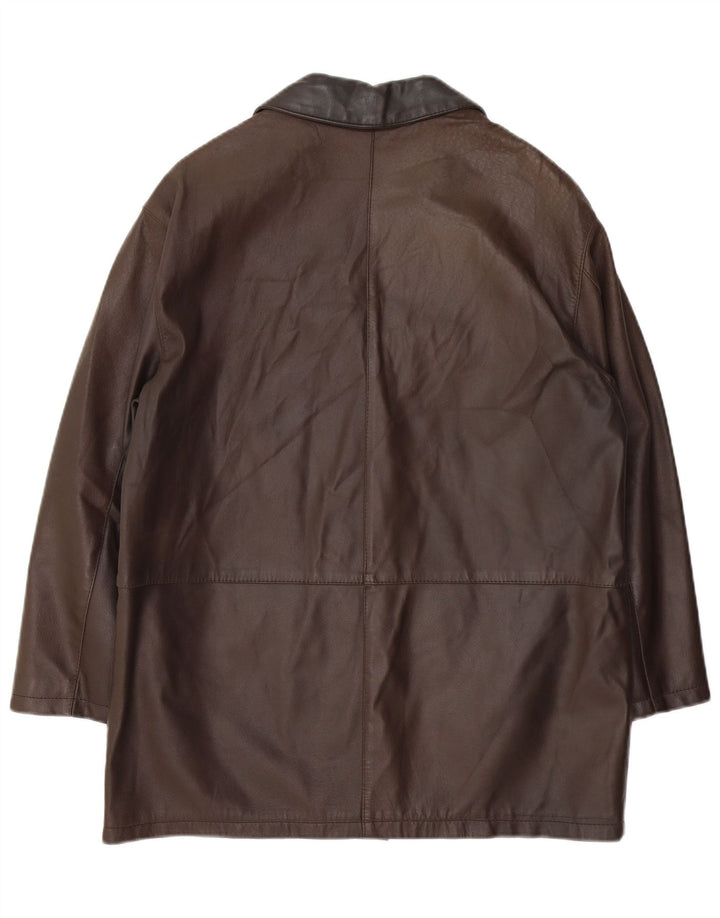 Vintage Damen Übergroßer Ledermantel IT 46 Großes braunes Leder