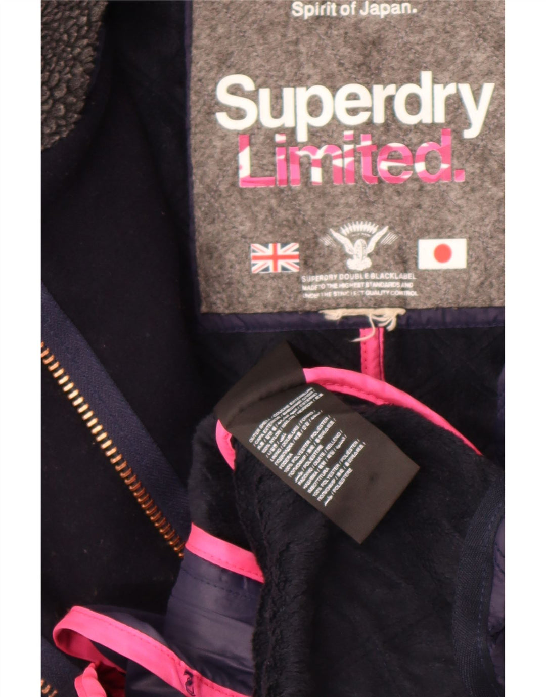 Superdry Damen Steppjacke UK 14 Medium Marineblau Colourblock Nylon