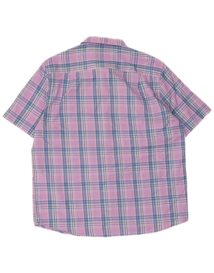 JAMES PRINGLE Herren-Kurzarmhemd, groß, lila kariert, Polyester